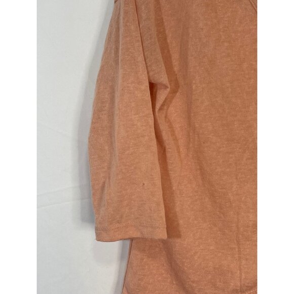 e & m 3/4 sleeve shirt sheer v-neck button up high low peach medium READ - Picture 4 of 8